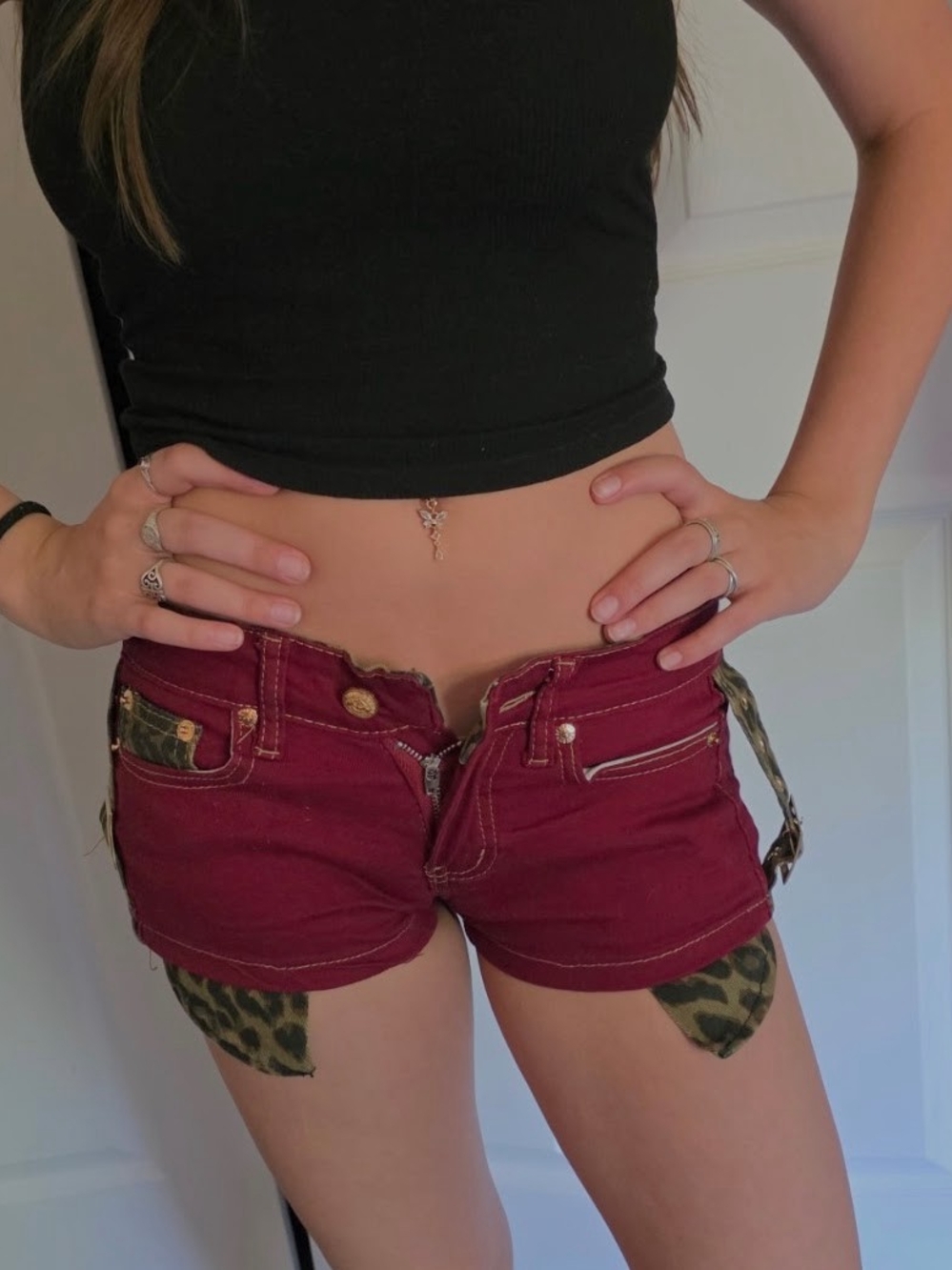 Women's Burgundy Jean Shorts
